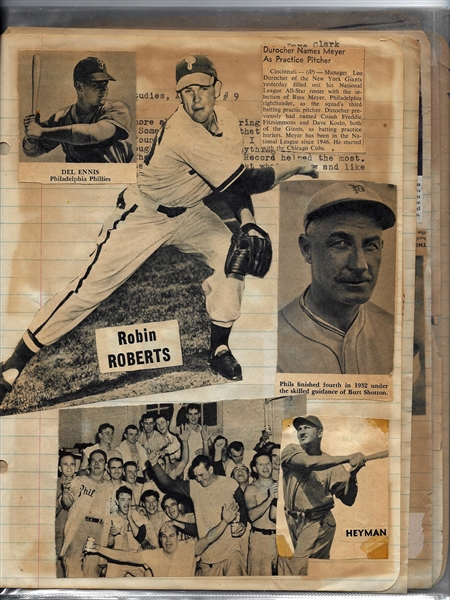 1950's Philadelphia Phillies Whiz Kids Scrapbook - (18) Pages