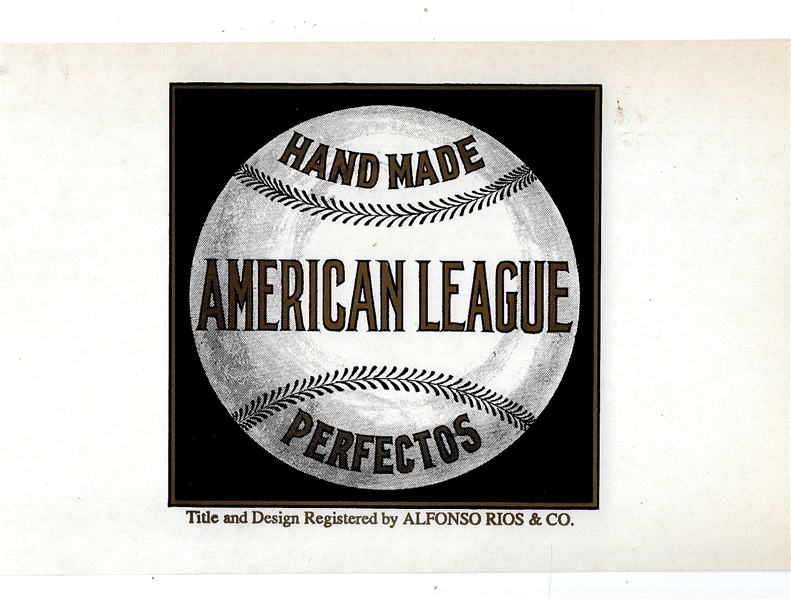 Circa 1920 - American League (Handmade Perfectos) - Cigar Box Label