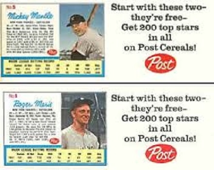 1962 Life Magazine with Mickey Mantle - Roger Maris Mint  Post Cereal Baseball Cards