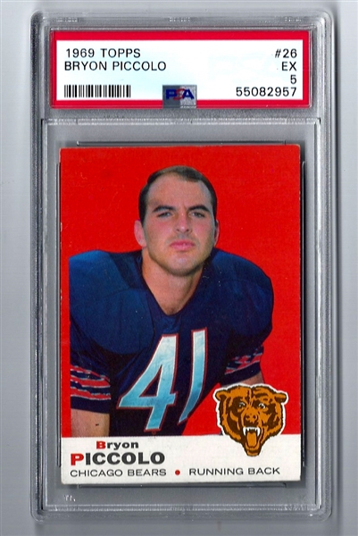 1969 Bryan Piccolo (Chicago Bears) PSA Graded 5 (Ex) Topps Football Card