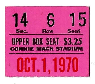 1970 The Last Game at Connie Mack Stadium Ticket Stub