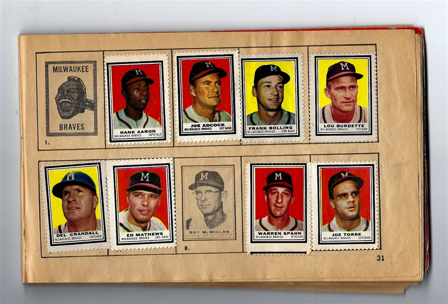 1962 Topps Stamp Album with (163) Color Stamps - Loaded with Stars