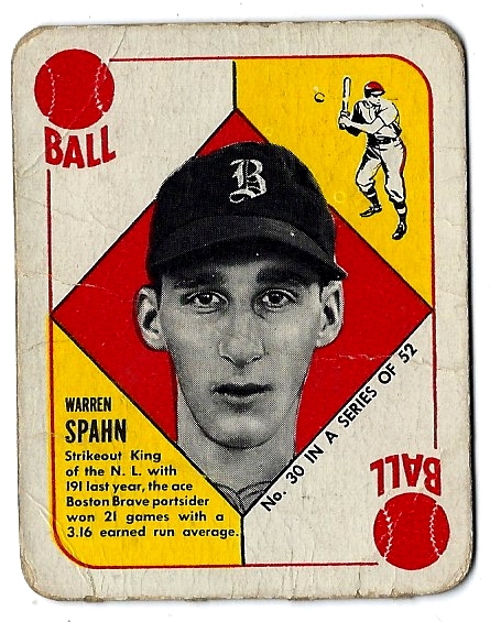 1951 Warren Spahn (HOF) Topps Red Back Baseball Card