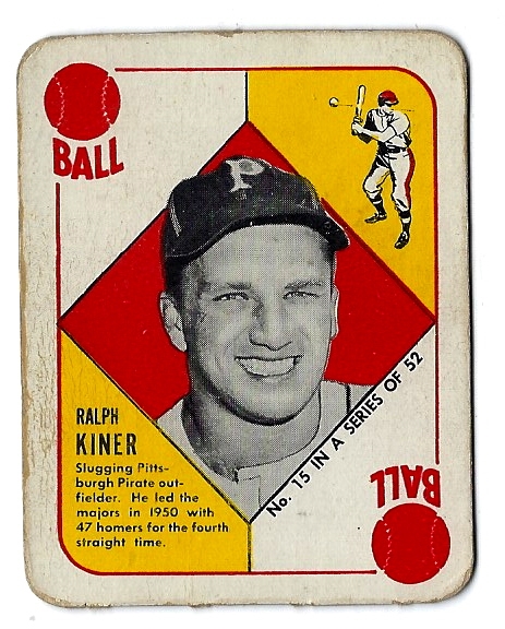1951 Ralph Kiner (HOF) Topps Red Back Baseball Card