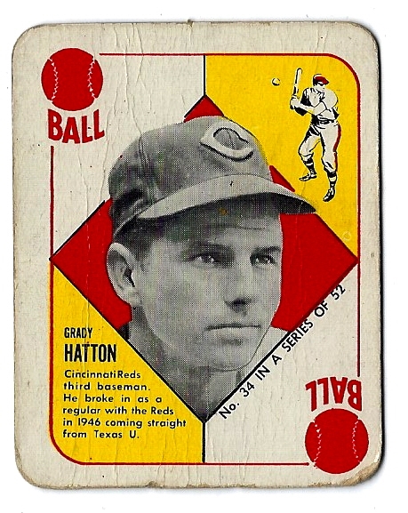 1951 Grady Hatton (Cincinnati Reds) Topps Red Back Card