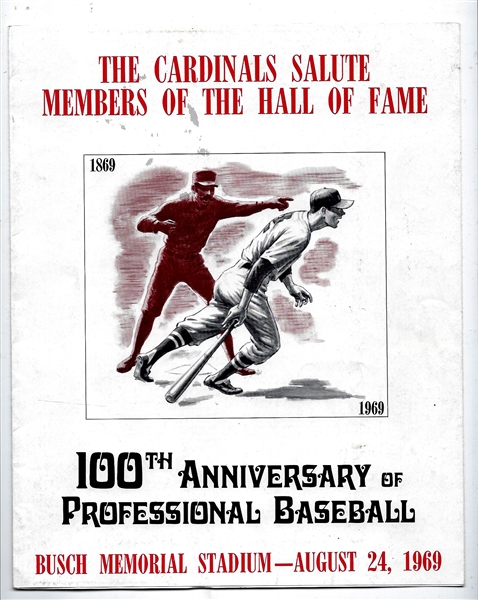 1969 St. Louis Cardinals Salute the Members of the Hall of Fame - 100th Anniversary of Baseball