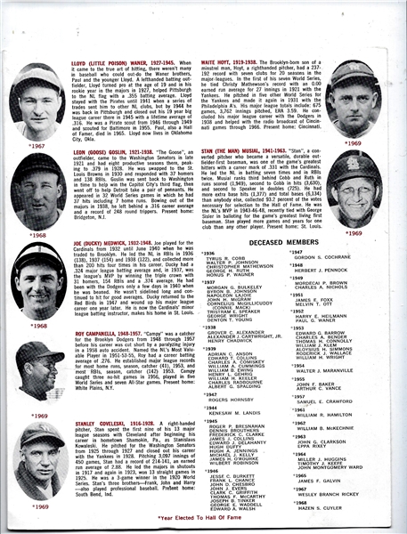 1969 St. Louis Cardinals Salute the Members of the Hall of Fame - 100th Anniversary of Baseball