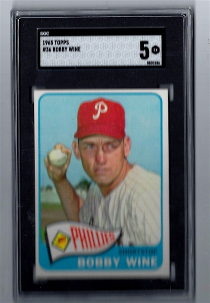 1965 Bobby Wine (Phiillies) SGC Graded 5 Topps Baseball Card