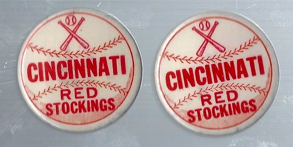 1950's Cincinnati Reds Lot of (2) Pinback Buttons Missing the Stick Pins on Back