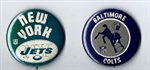 1969 Super Bowl III (NY Jets vs. Baltimore Colts) Lot of (2) Pinback Buttons