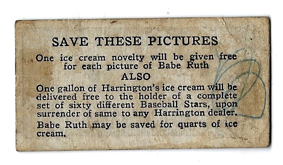 1928 Sherwood Smith () Harrington's Ice Cream Card