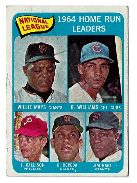 1965 Willie Mays & Others 1964 NL HR Leaders Topps Card