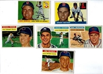 1955 & 1956 Topps Baseball Card Lot of (6) - All Are Better to High Grade