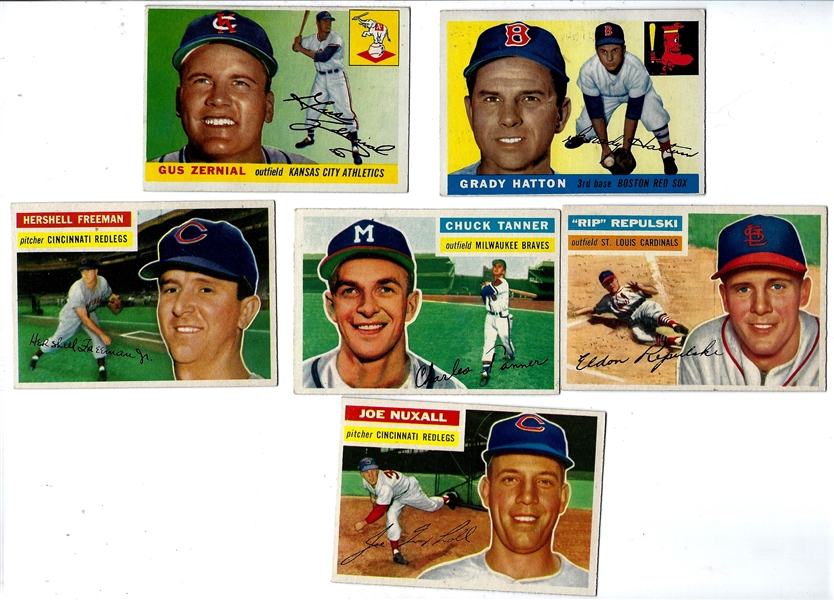 1955 & 1956 Topps Baseball Card Lot of (6) - All Are Better to High Grade