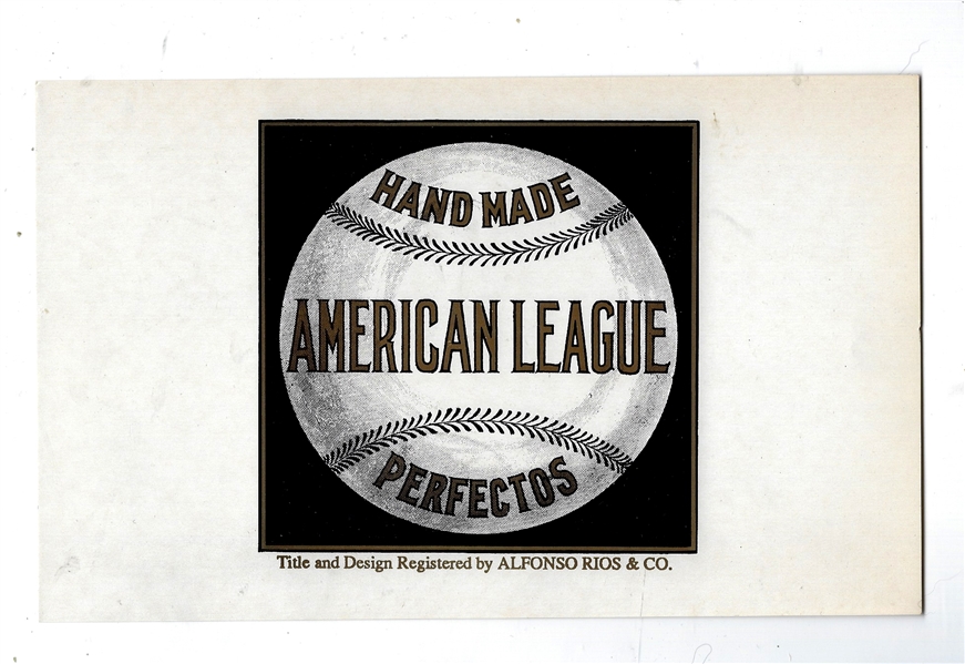 C. 1920's American League Themed Cigar Box Label