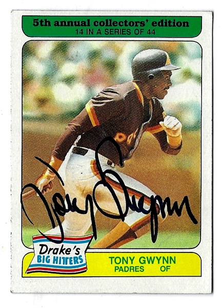 1985 Tony Gwynn (HOF) Autographed Drake's Cakes Card