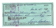 1987 Lou Boudreau (HOF) Personal Check Issued to the Northern Illinois Gas Co.