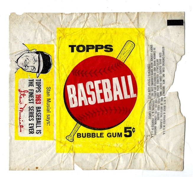 1963 Topps Baseball Wrapper - Variation # 1