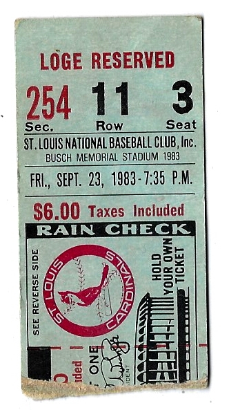 Steve Carlton (HOF) 300th Career Win Ticket vs. St. Louis at Busch Stadium 