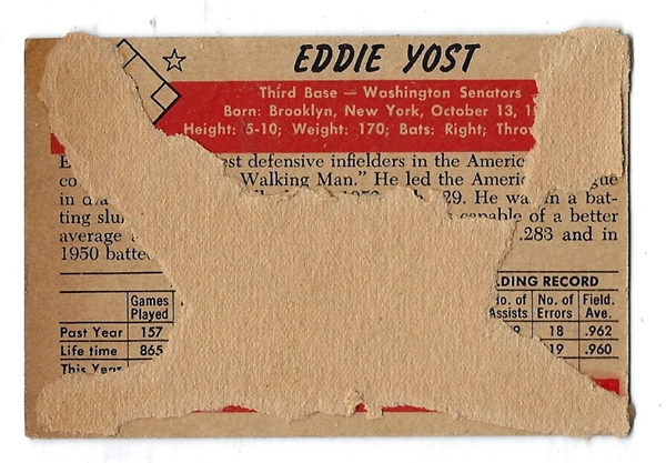 1953 Eddie Yost (Washington Senators) Bowman Color Baseball Card