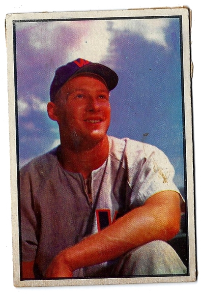 1953 Jackie Jensen (Washington Senators) Bowman Color Baseball Card