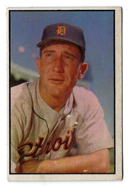 1953 Fred Hutchinson (Detroit Tigers) Bowman Color Baseball Card