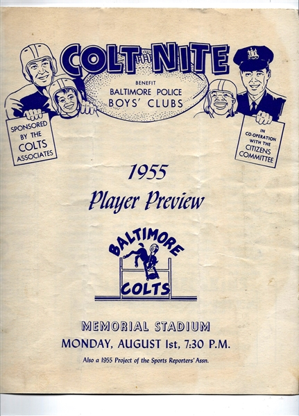 1955 Baltimore Colts Intrasquad Scrimmage Scorecard 