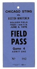 1976 Chicago Sting Pro Soccer (NASL) Field Pass vs. Boston Minutemen