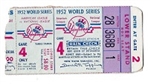 1952 World Series (NY Yankees vs. Brooklyn Dodgers) Game #4 Ticket