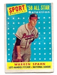 1958 Warren Spahn (HOF) Topps All-Star Baseball Card