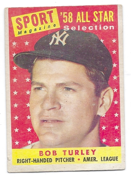 1958 Bob Turley (NY Yankees) Topps Baseball  All-Star Card