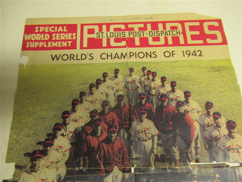 1942  St. Louis Cardinals (World Champions) St. Louis Post Dispatch Color-Roto Display