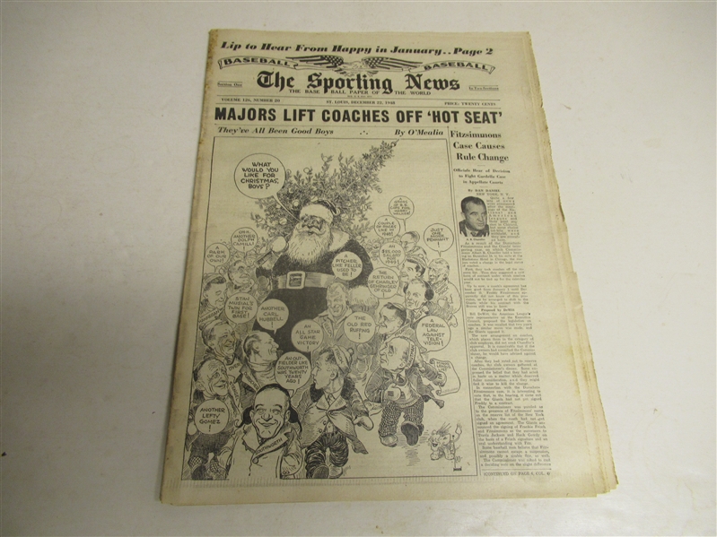 1948 The Sporting News Full Issue with a Back Cover Ad of Jack Kramer (Pro Tennis Star)