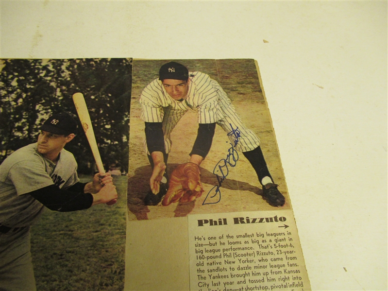 1940's Phil Rizzuto (HOF) Autographed 1/4 Page Coloroto Photo