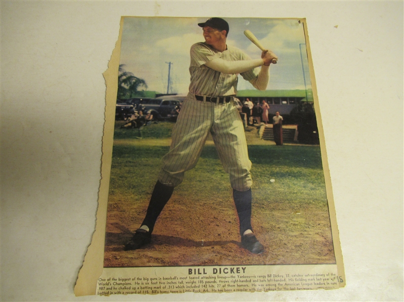 1930's Bill Dickey (HOF) Full Page Coloroto Photo 