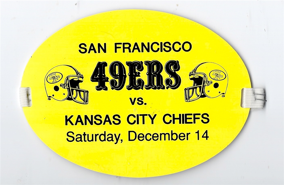 1991 SF 49'ers (NFL) vs. KC Chiefs Sideline Media Armband Pass