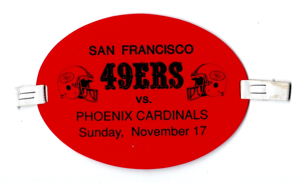 1991 SF 49'ers vs. Phoenix Cardinals (NFL) Side Line Armband Pass