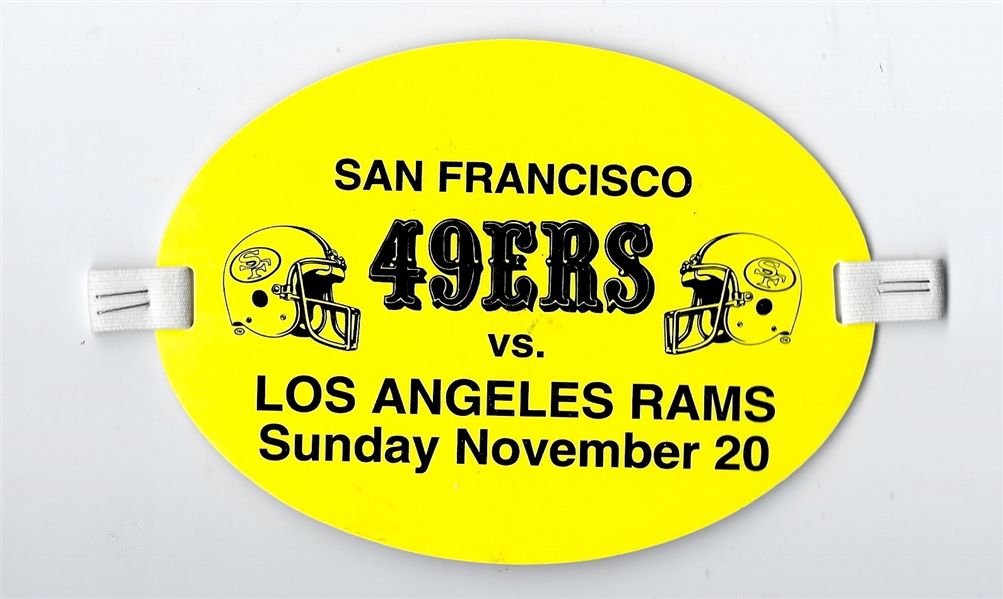 1994 SF 49'ers (NFL) vs. LA Rams Media Sideline Armband Pass