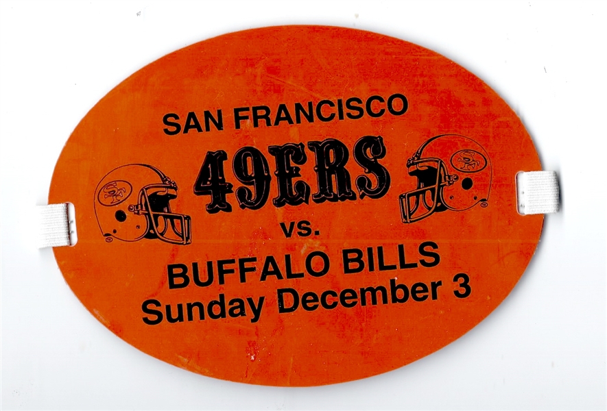 1995 SF 49'ers (NFL) vs. Buffalo Bills Media Sideline Armband Pass