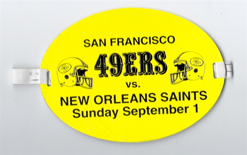 1996 SF 49'ers (NFL) vs. NO Saints Media Sideline Armband Pass