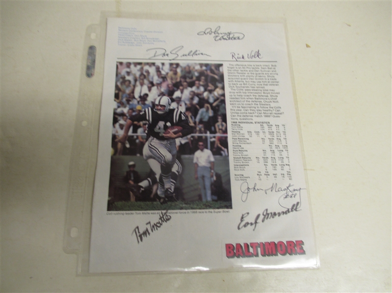 1969 Baltimore Colts (NFL) Autographed Photo Lot with Big Names - (1) Page