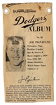 1961 LA Examiner - Joe Pignatano (LA Dodgers) - Newsprint Baseball Card