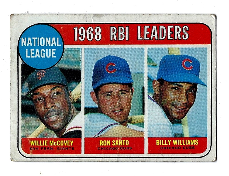 1968 NL RBI Leaders Card - McCovey, Santo & B. Williams - From the 1969 Topps Set