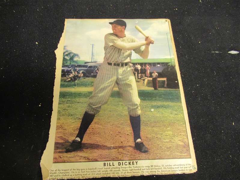 1938 Bill Dickey (HOF) Large Size Coloroto Photo - 10 x 14