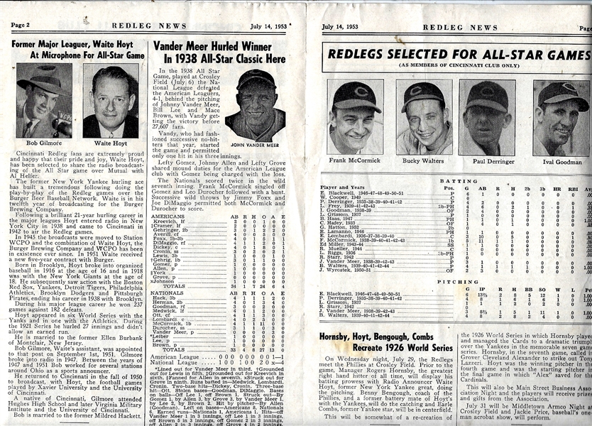 1953 Redleg News (Cincinnati Reds) - MLB All-Star Game at Crosley Field Preview Issue