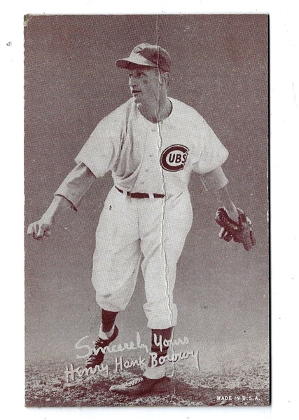 1939 - 46 Hank Borowy (Cubs) Salutation Exhibit Card