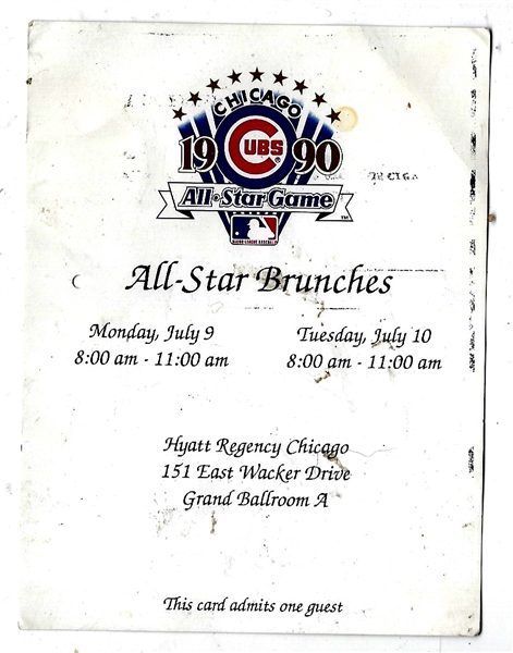 1990 MLB All-Star Game (Wrigley Field) Hospitality Pass