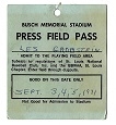 1971 St. Louis Cardinals Press Pass For (3) Games at Busch Stadium