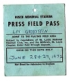 1972 St. Louis Cardinals Press Pass For (2) Games At Busch Stadium