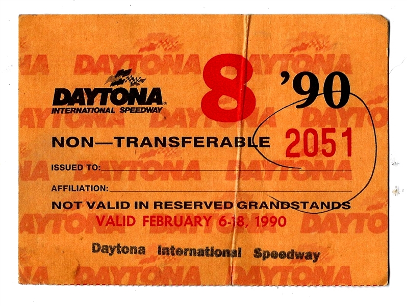 1990 Daytona Speedway Auto Racing Pass